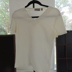 Croft and Barrow short sleeved white top with beading